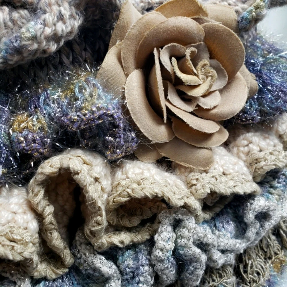 Handcrafted Crochet w/ Layers of Ruffles and a Beaded Handle Vintage Grandma